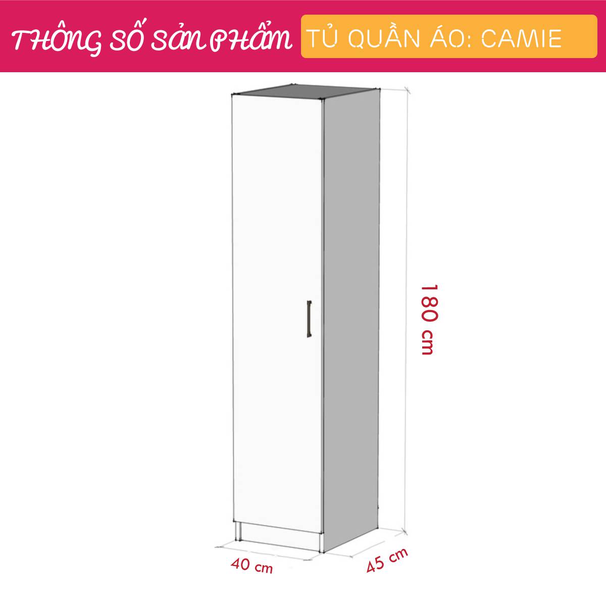 Tủ quần áo gỗ hiện đại SMLIFE Camie | Gỗ MDF dày 17mm chống ẩm | D40xR45xC180cm