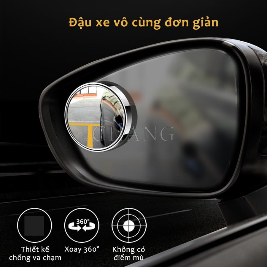 Gương Cầu Lồi Gắn Kính Hậu Ô Tô Xoay 360 Độ Xóa Điểm Mù Giúp Người Lái Căn Chỉnh Xe Tốt Hơn