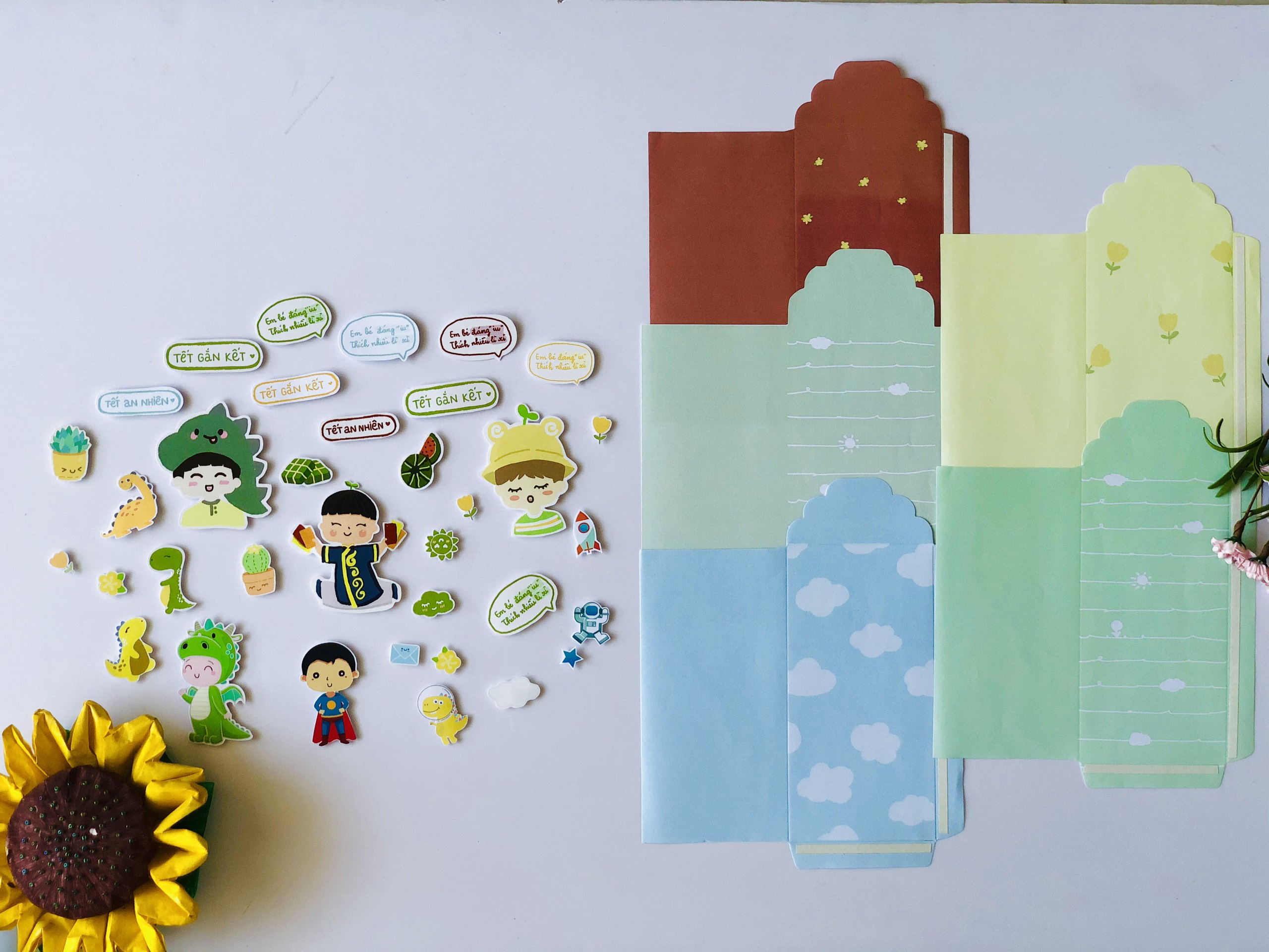 SET 5 BAO LÌ XÌ 3D STICKER DIY