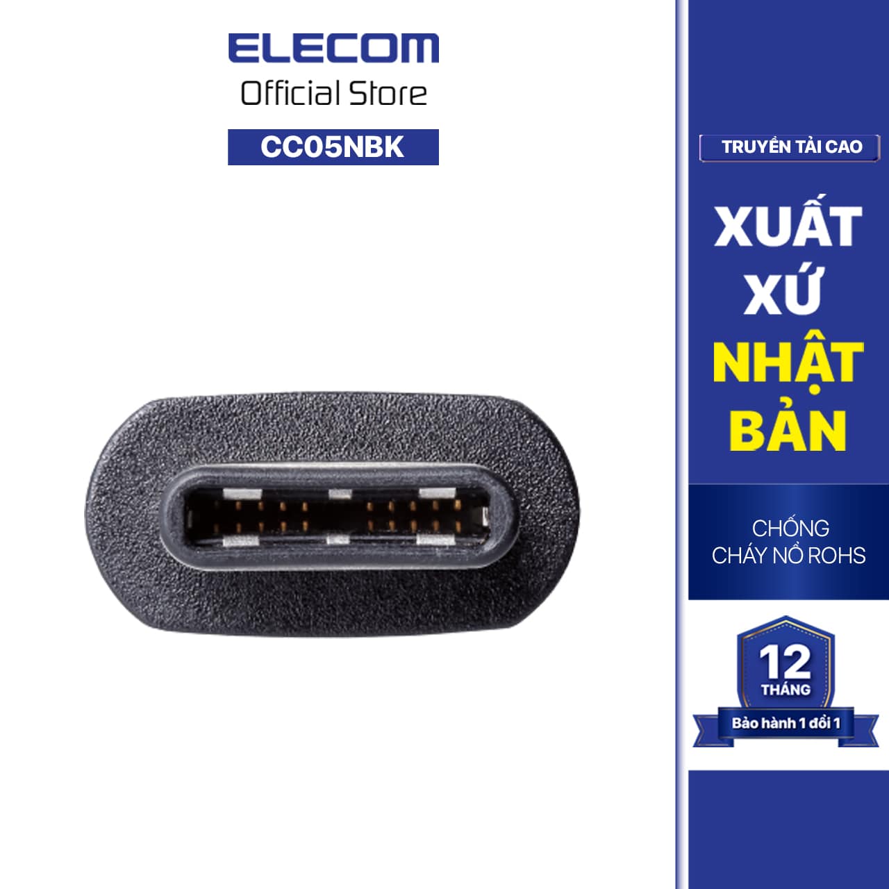 DÂY CÁP USB CHUẨN C (C-C) ELECOM MPA-CC05NBK - Hàng Chính Hãng