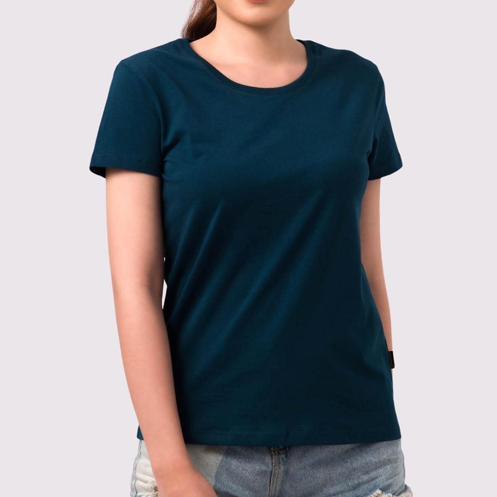 Áo Phông Nữ Cổ Tròn Màu LAM JP Chất Liệu 100% Cotton Cao Cấp, Kháng Khuẩn Ag+, Khử Mùi Cả Ngày - Gold Rhino