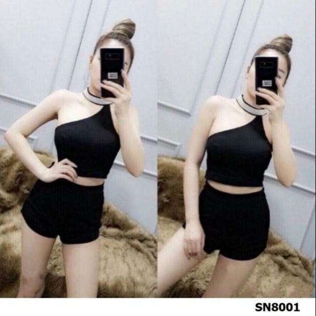 Sét lệch vai phối đô cổ pha lê