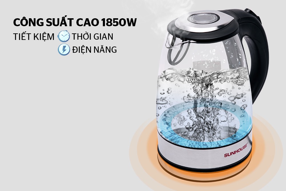 Ấm siêu tốc thủy tinh 1.7 L SUNHOUSE SHD1217 - Hàng chính hãng