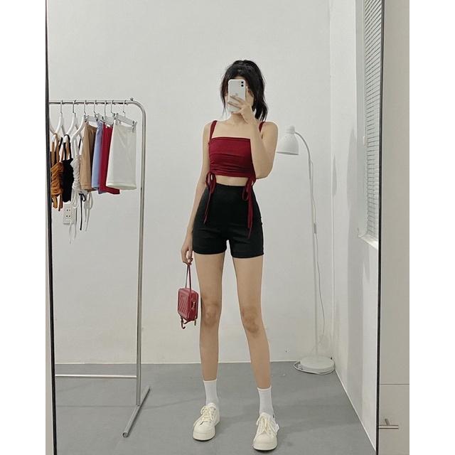 Áo Croptop 2 Dây Rút Eo -Áo hai dây