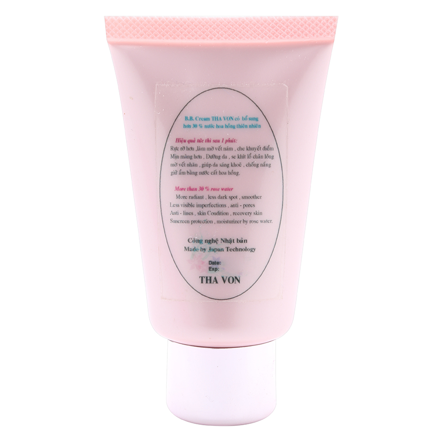 BB Cream Hoa Hồng /Tha Von (30g) da mặt bạn sáng rực rỡ hơn , làm mờ vết nám , che khuyết điểm ,  da mịn màng hơn , quà tặng 1 tupe BB cream Lavender 5 gam Dưỡng da , se khít lỗ chân lông do tác dụng của nước cất hoa hồng thiên nhiên