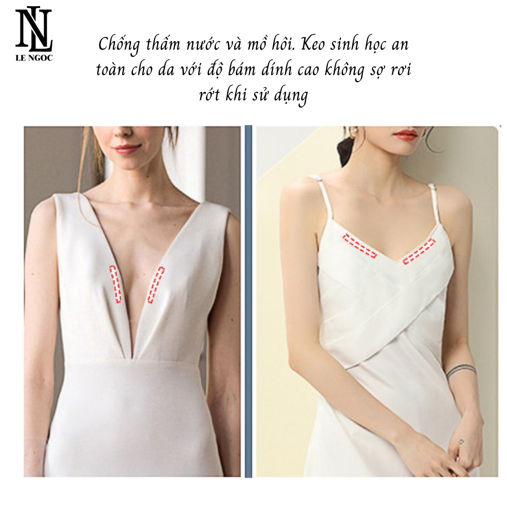 Bộ 10 miếng keo dán 2 mặt định hình cổ áo sơ mi, đầm 2 dây, chân váy, caravat, cúc áo chống trượt tàng hình -LN163
