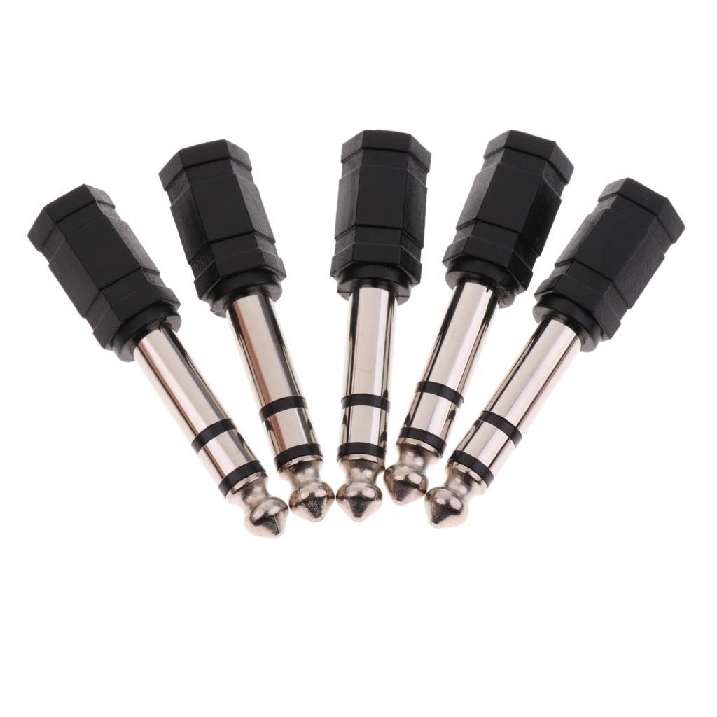 5x 6.35mm Male to 3.5 mm Female M/F Jack Audio Stereo Adapter Converter