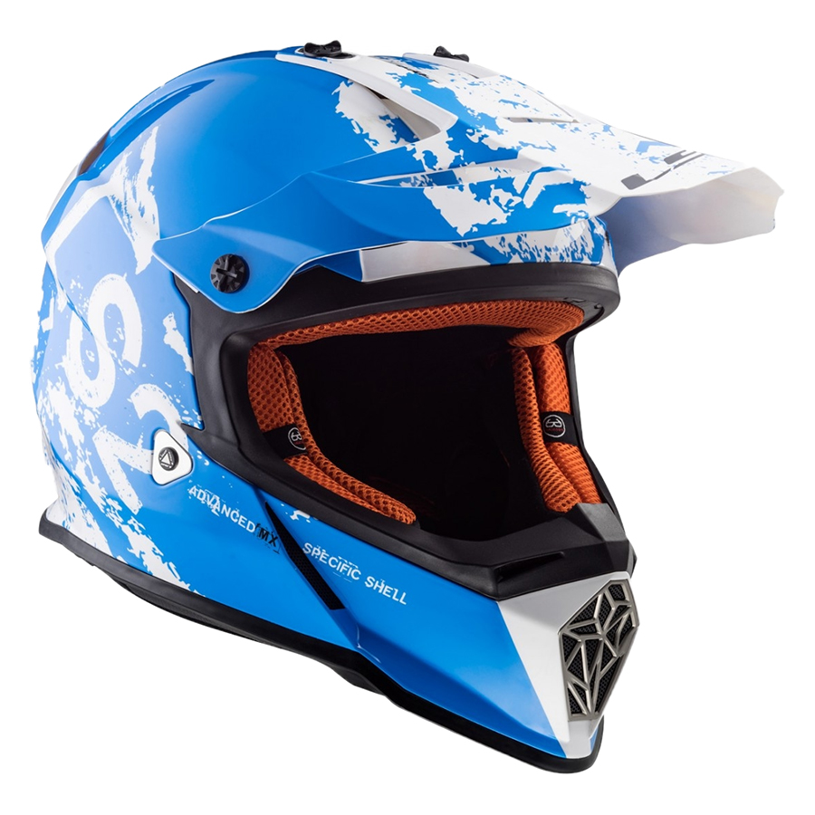 Mũ Bảo Hiểm Fullface Off Road LS2 MX437 Fast Spot White Blue