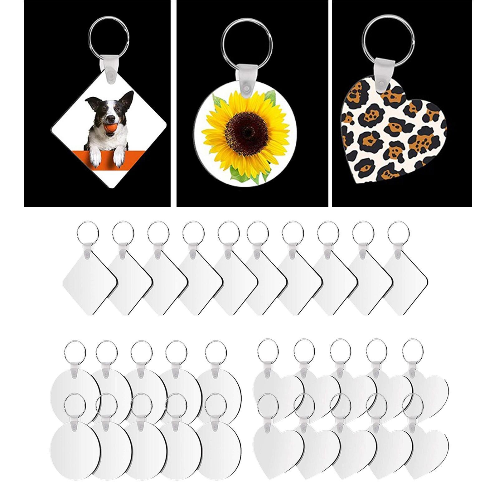 DIY Blank Keychain with Key Rings Sublimation Heat Transfer Keychains 30 Pcs