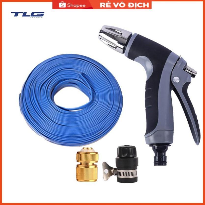 Bộ dây và vòi xịt tăng áp rửa xe tưới cây 20M (cút đồng nối nhựa đen) 206817