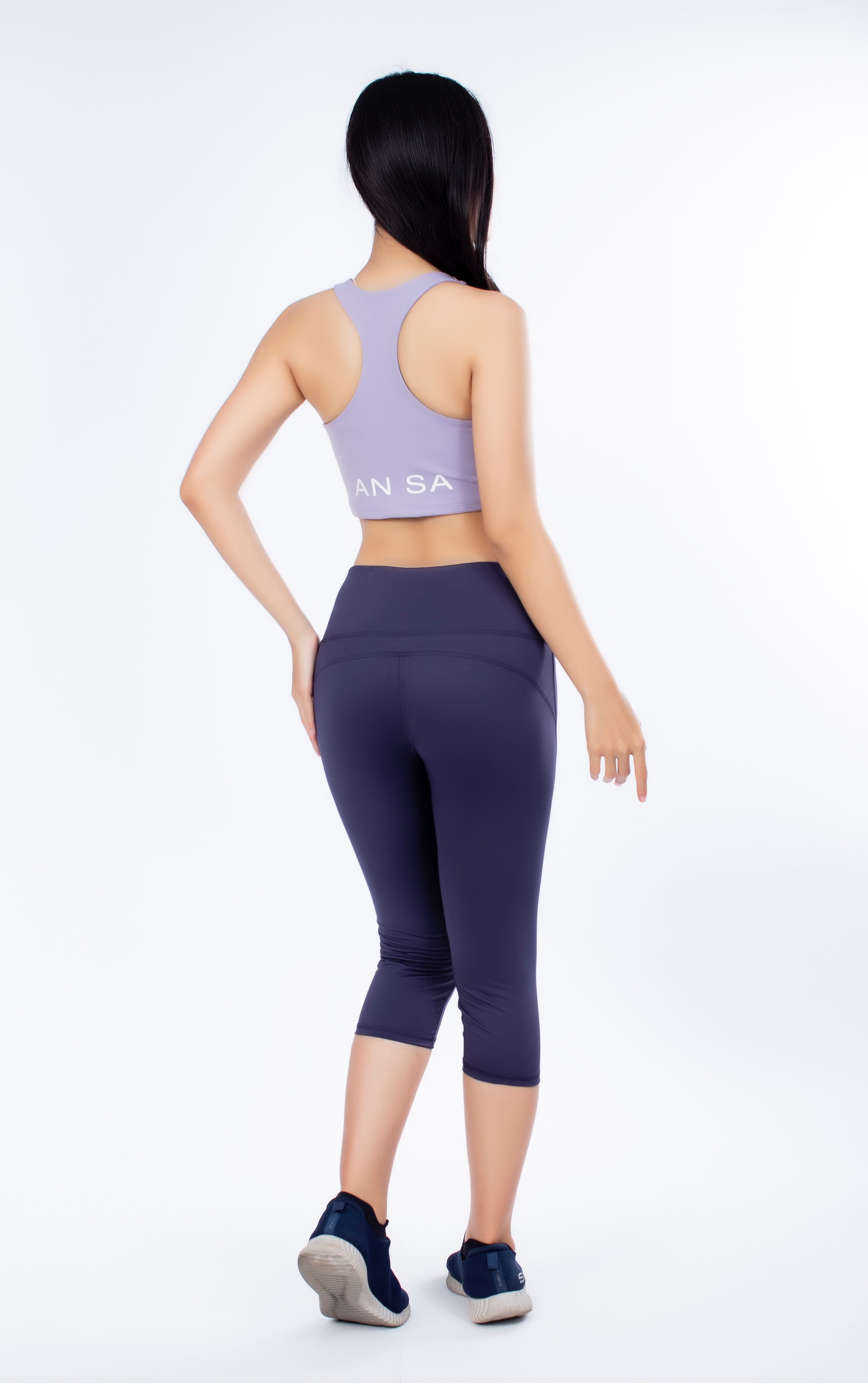 Quần lửng legging thể thao nữ trơn chỉ nổi nâng mông - QL501