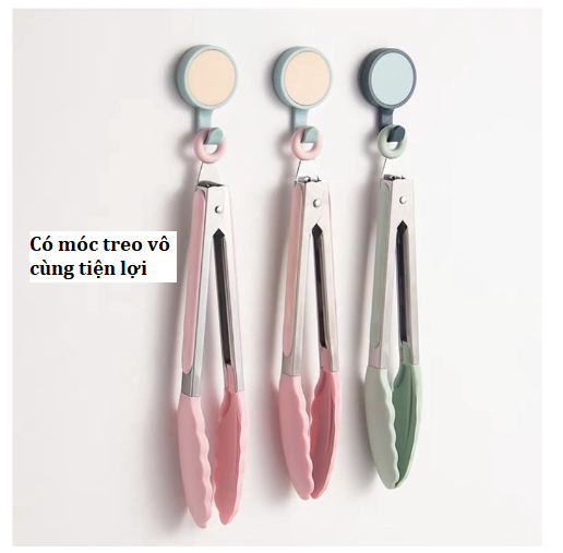 Kẹp Gắp Thức Ăn, Thịt Nướng, Thực Phẩm Nóng Inox Bọc Silicon Cao Cấp Có Móc Treo Tiện Ích GD758-KepBBQ-Silli