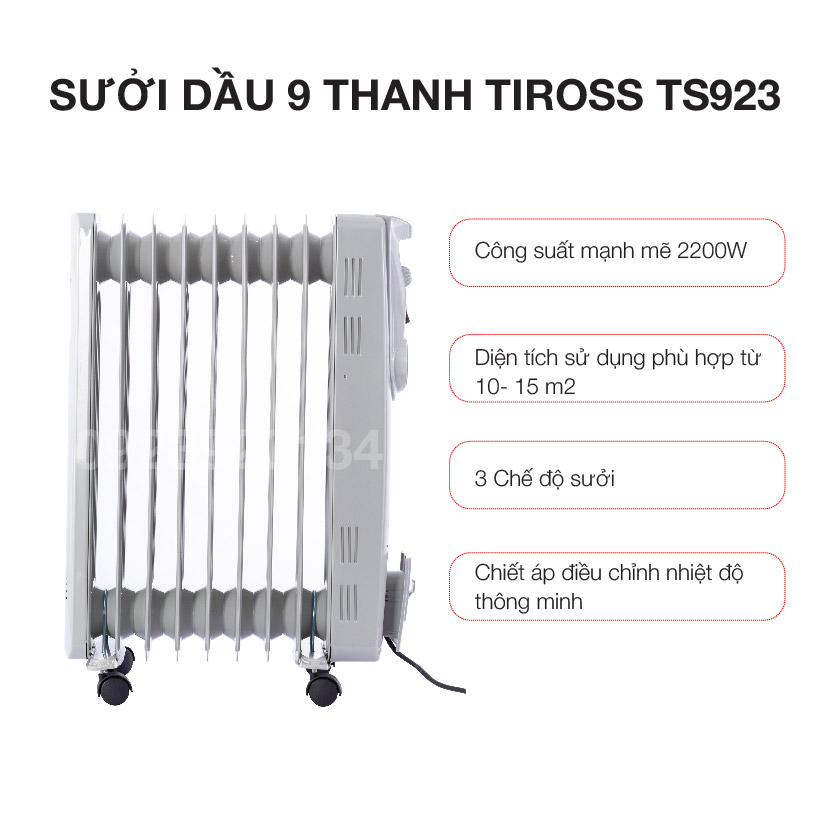 Sưởi dầu 9 thanh Tiross TS923