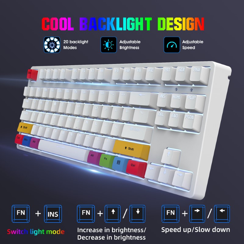 Bàn phím cơ HXSJ L600 Gaming White Chống ồn - Hàng nhập khẩu