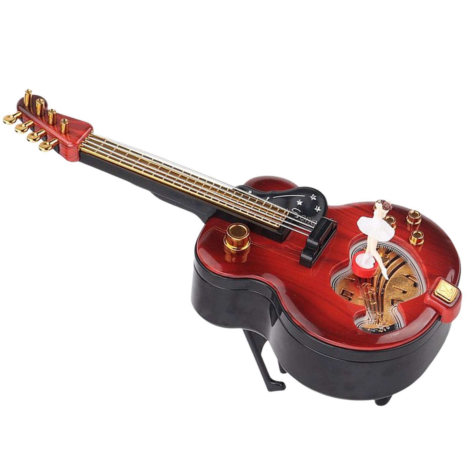 Guitar Music Box Ornament Clockwork Mechanical Windup Musical Jewelry Box