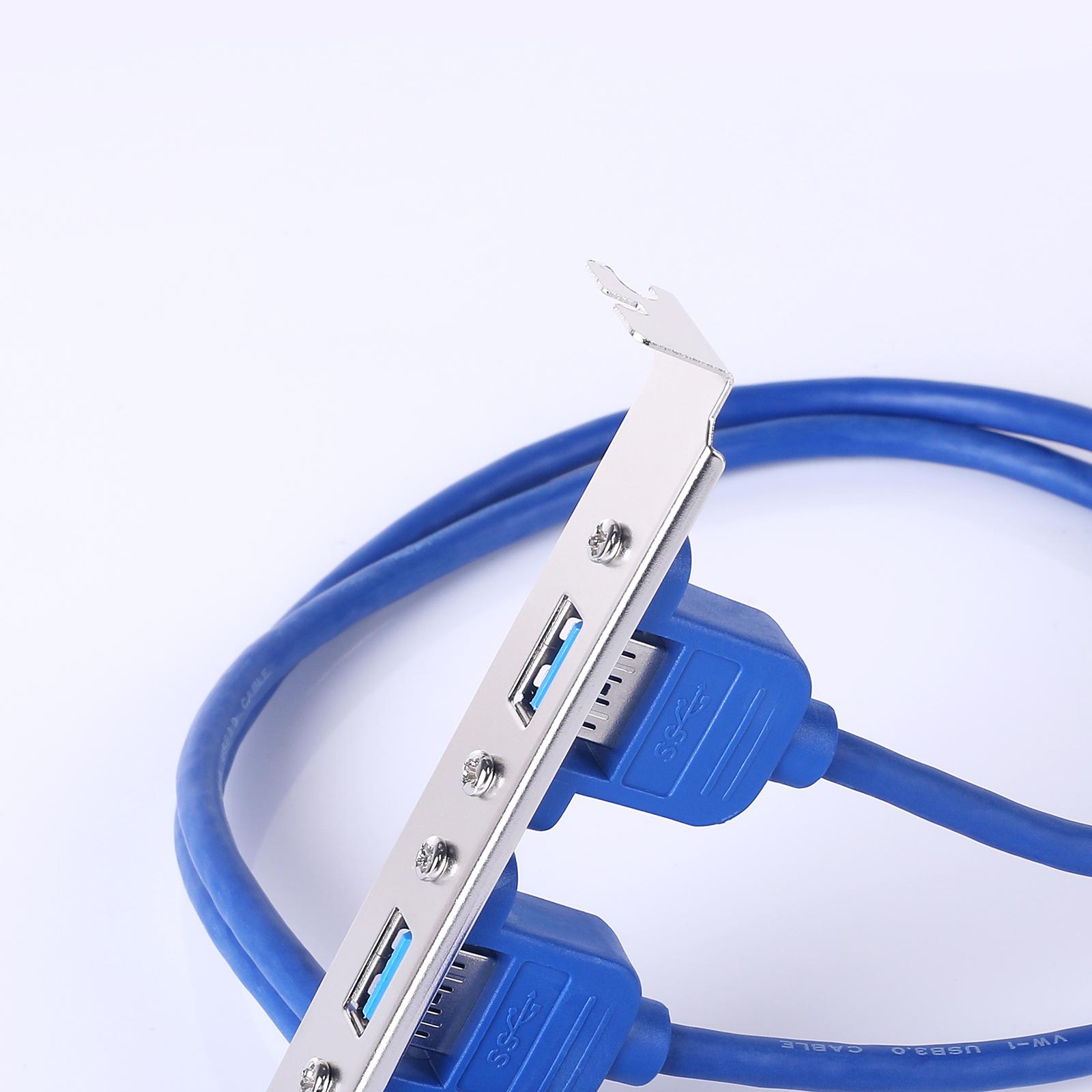 2Ports USB 3.0 Female Back Panel Mount to Built-in-20-Pin Header 20pin Header Cable