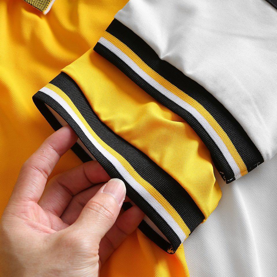 Áo polo nam thời trang FASHION EKING CLOTHING x HOKO thiết kế phối sọc màu vàng sọc - chất liệu Poli Cá Sấu