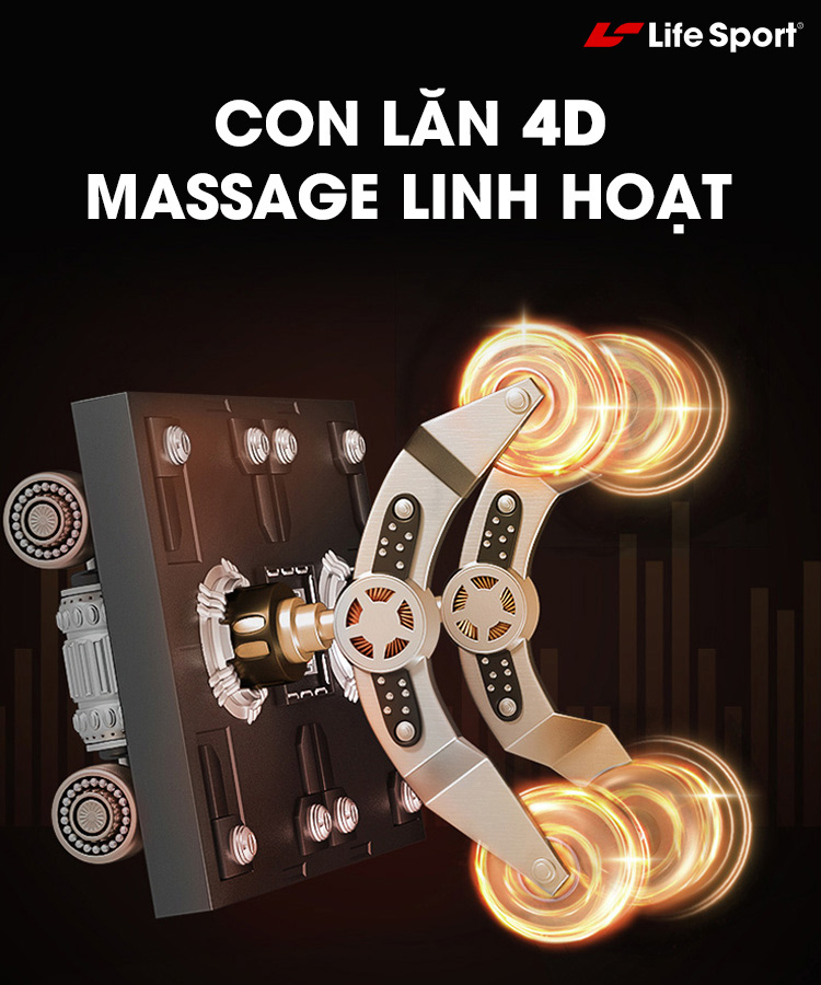 Ghế massage lifesport 2200 trang bị con lăn 4D