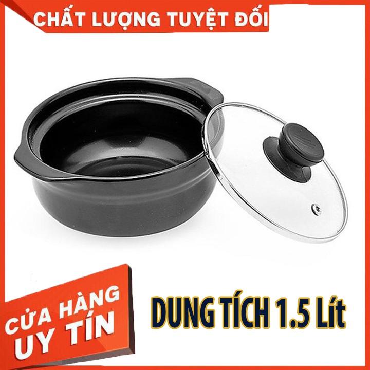 Nồi đất nắp kính 1.5L cao cấp