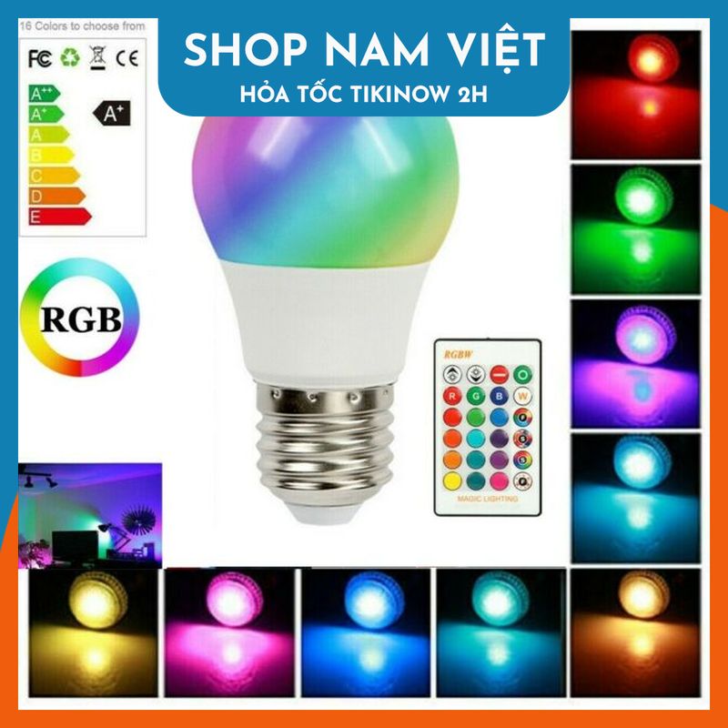 Đèn LED Bóng Bulb E27 16 Triệu Màu Điều Khiển Remote Hoặc App Điện Thoại (Kèm Chuôi