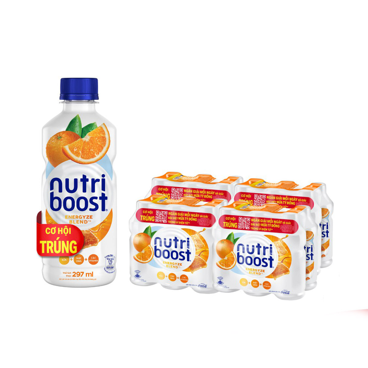 Lốc 24 Chai Sữa Nutriboost Thế Hệ Mới Hương Cam