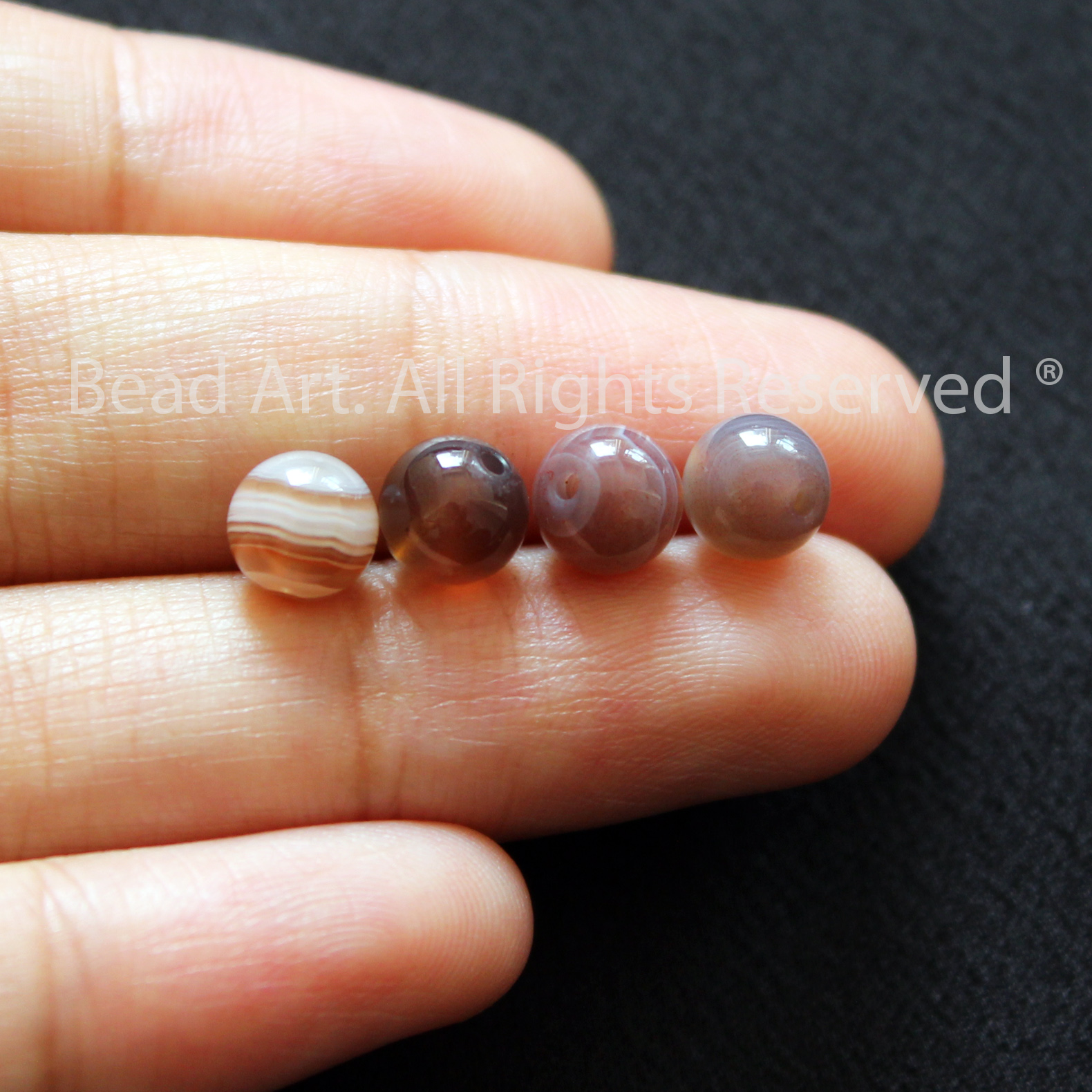 [1 Hạt] 6MM Đá Mã Não Xám Đỏ Tự Nhiên, Gray Agate, Carnelian, Phối Vòng Tay Phong Thuỷ, Chuỗi Hạt, Trang Sức - Bead Art