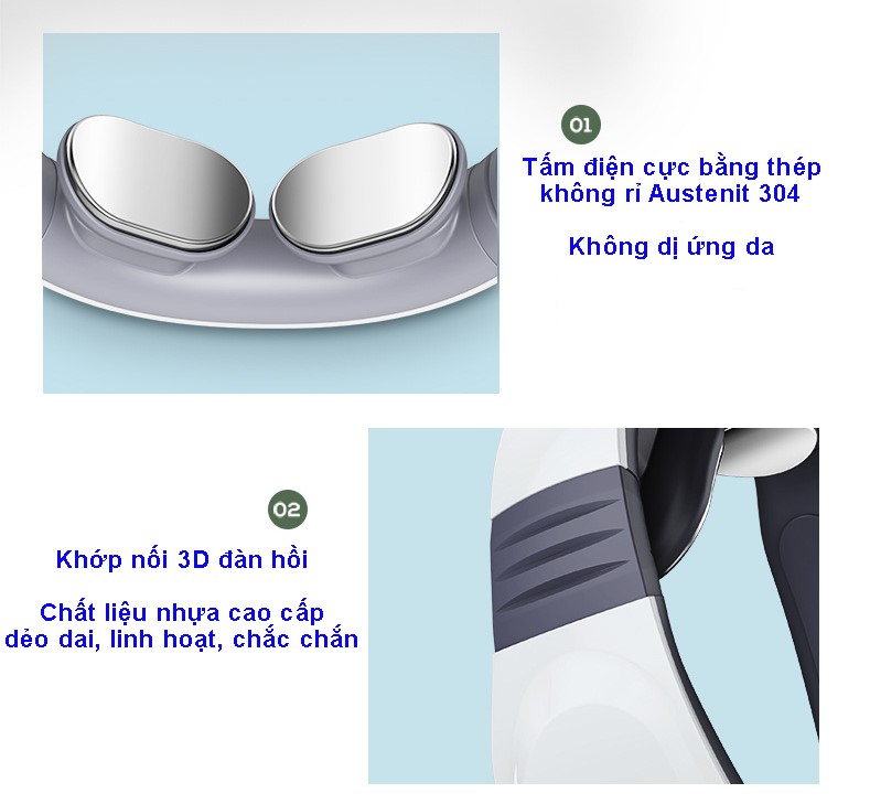 Máy massage cổ vai gáy đa chức năng với 2 đầu massage, pin sạc 5V/500mA giải pháp vật lý trị liệu hiệu quả