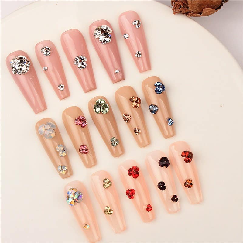 Set đá chân nhọn mix 6 ô trang trí móng tay nail