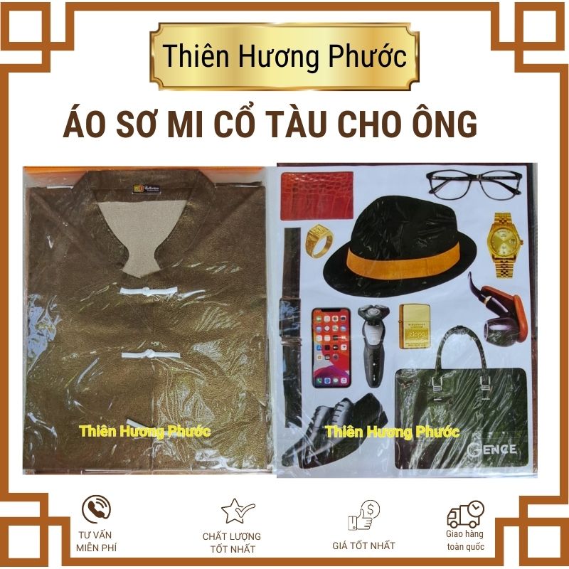 Quần áo sơ mi cổ trung quốc cao cấp ông