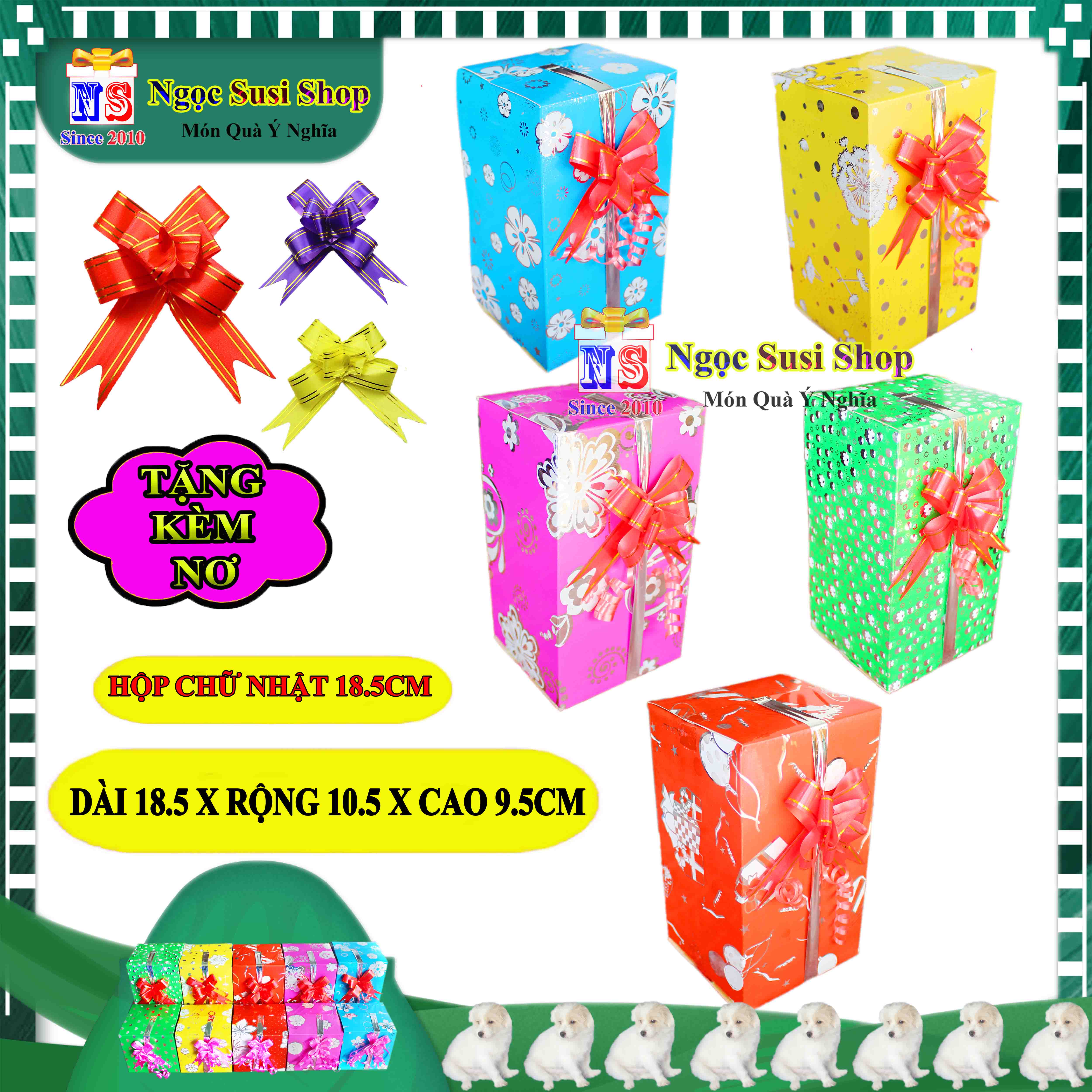 HỘP QUÀ CHỮ NHẬT SIZE NHỎ 18.5CM NHIỀU MÀU RẤT XINH + TẶNG KÈM NƠ 1.8CM - HỘP QUÀ TẶNG GIẤY KIẾNG SIÊU ĐẸP
