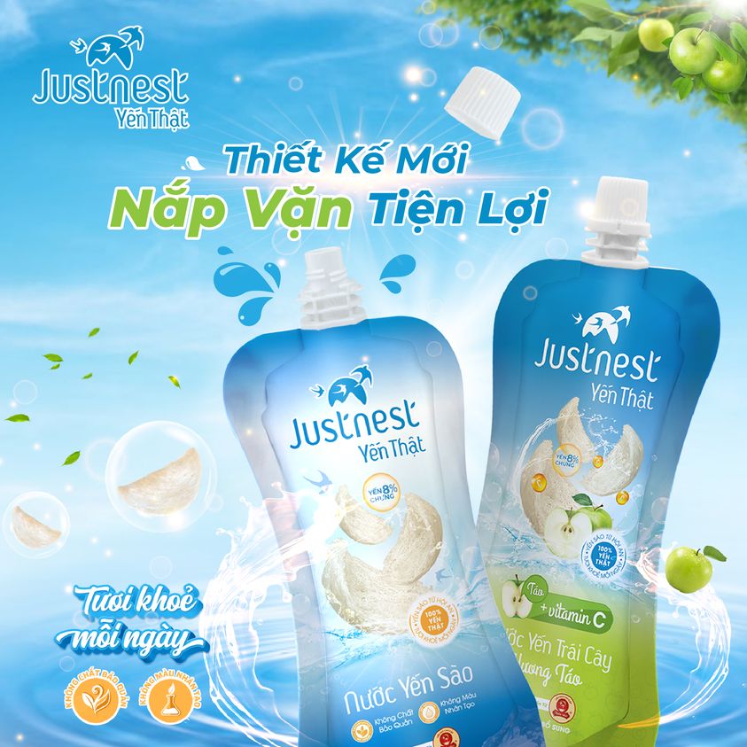 Hộp 10 túi Nước Yến Thật Justnest 8% (10 túi x 160ml)