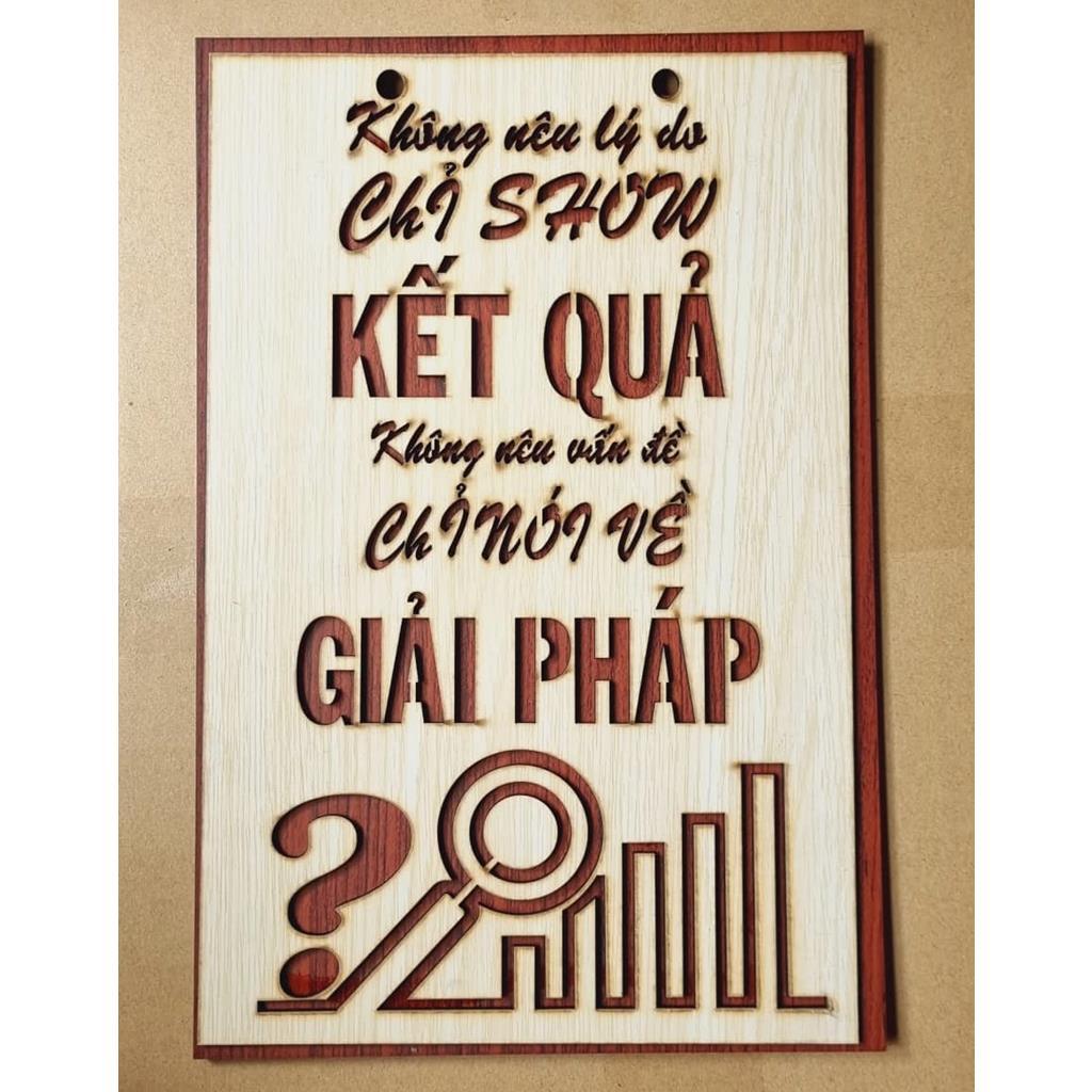 Tranh treo tường phòng khách phòng ngủ châm ngôn sống, tranh gỗ decor vintage slogan tạo động lực