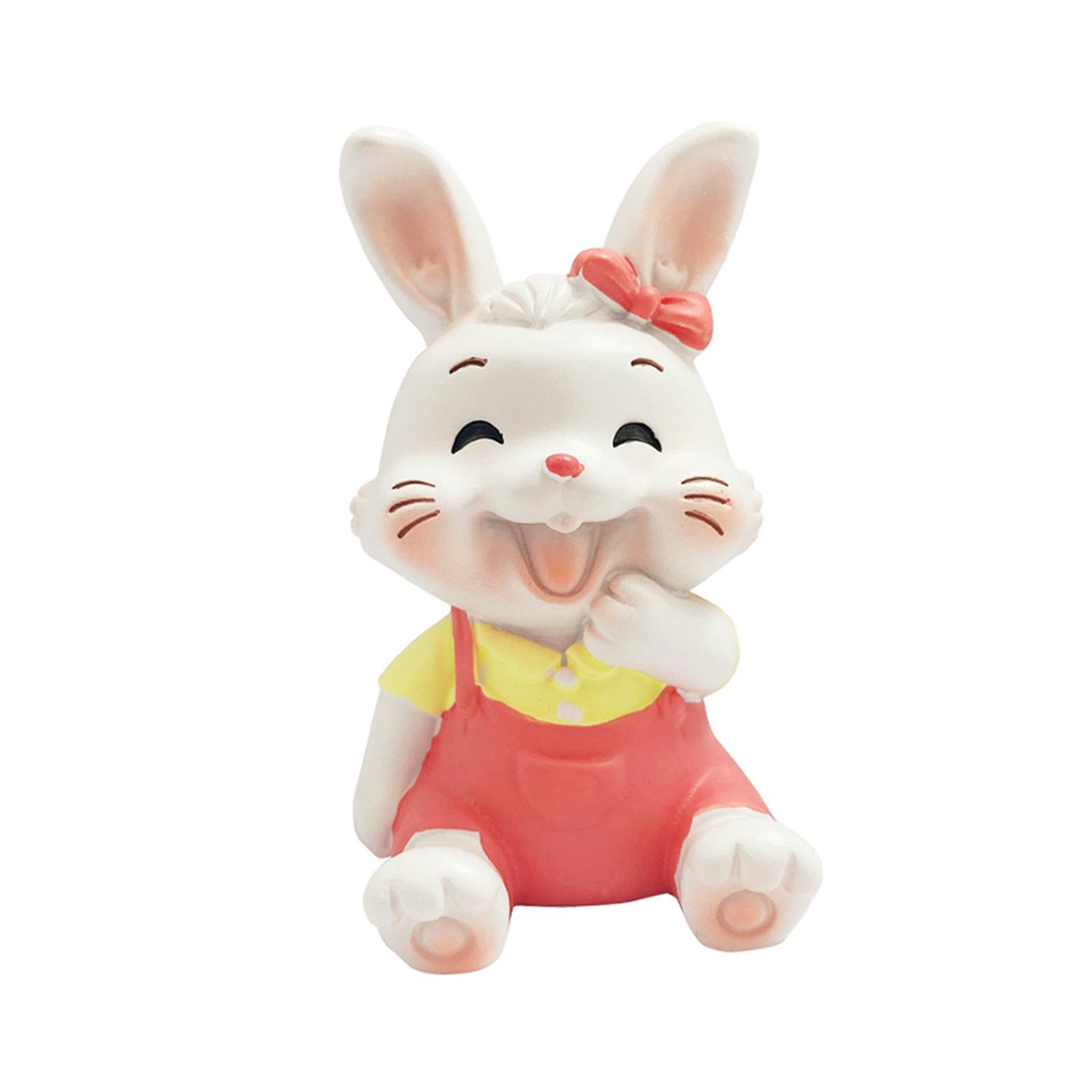 Cute Rabbit Statue Animal Figures Art Sculpture for Office Shelf Decoration