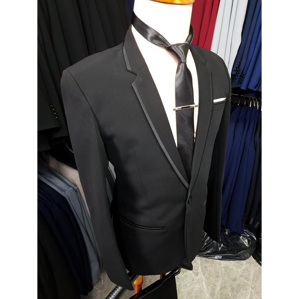 Bộ vest nam body kiểu viền đen đơn giản phong cách