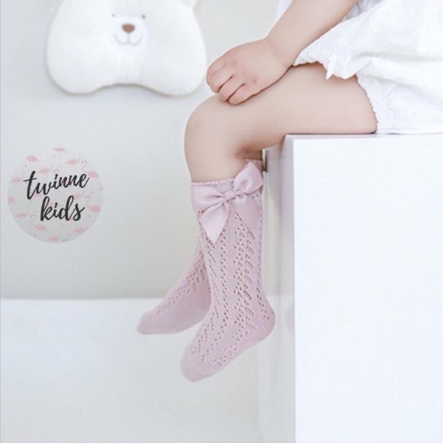 Tất nơ mùa hè, tất sơ sinh chất liệu cotton lưới xinh xắn trẻ em sơ sinh 0-3 tuổi