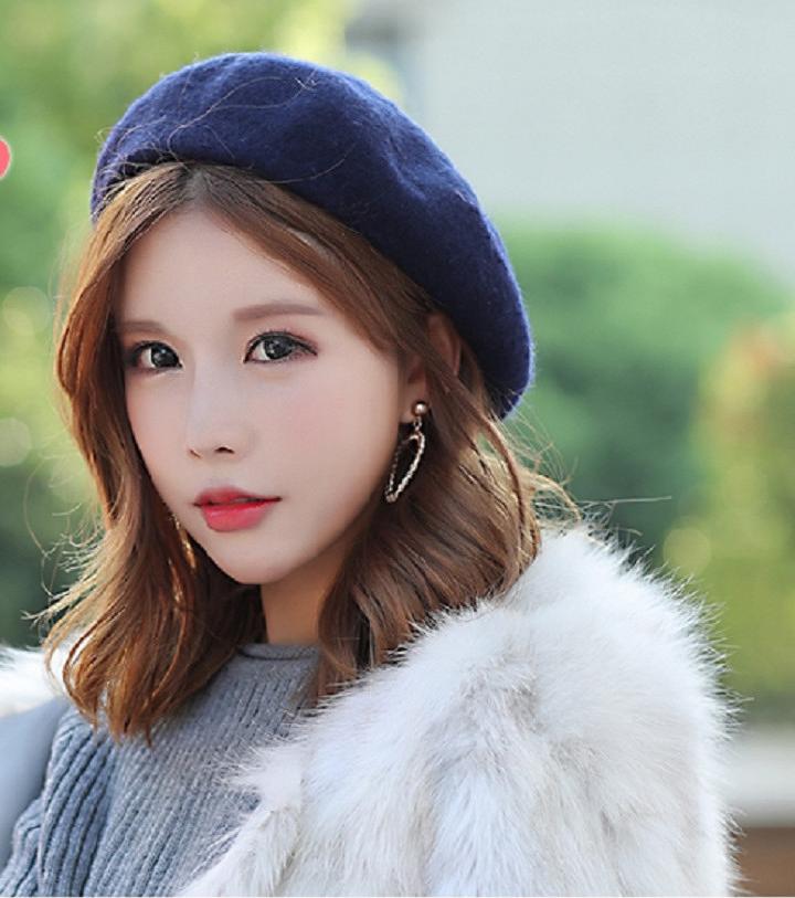 Mũ nồi beret dạ nữ phong cách Hàn