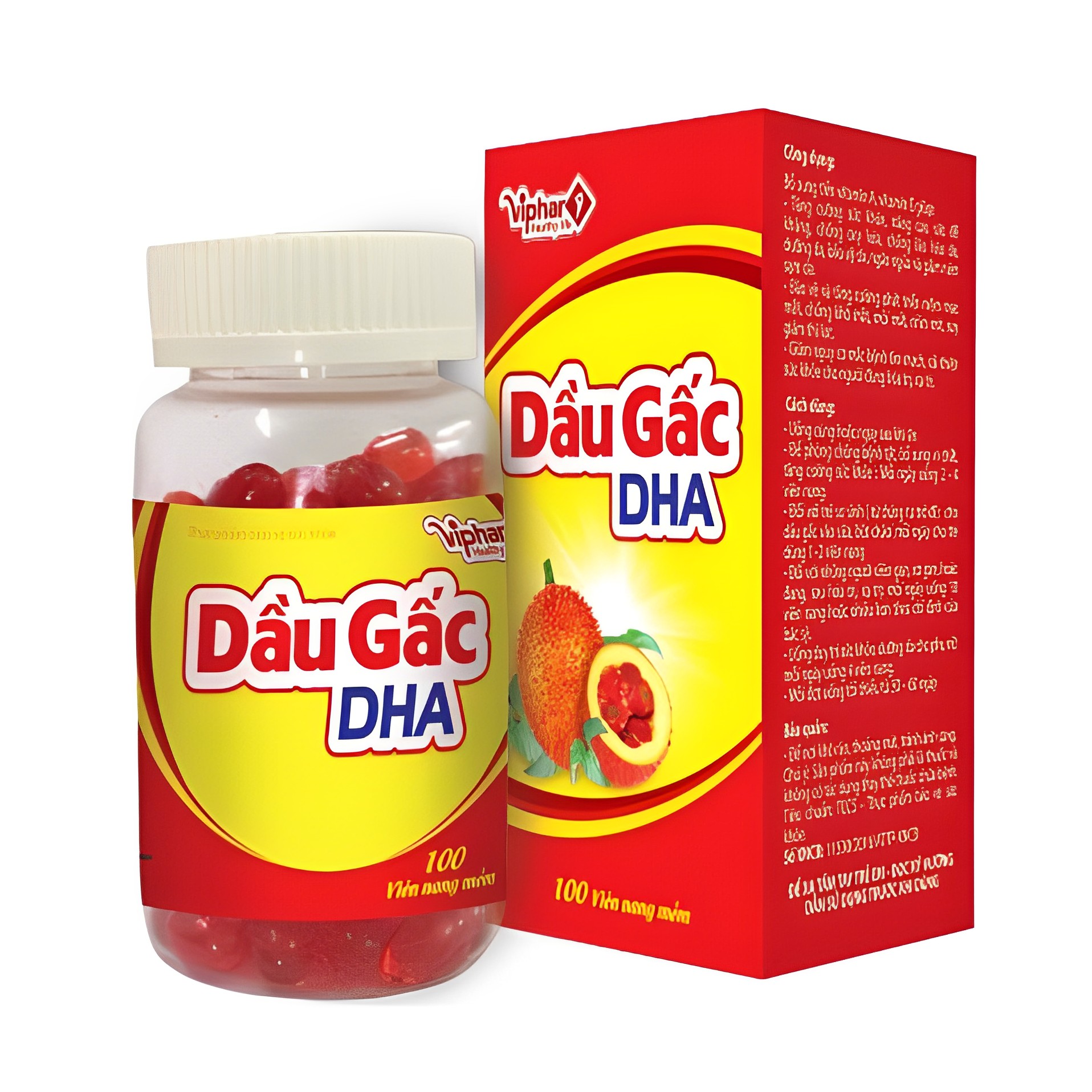 DẦU GẤC DHA Vinaphar - Hộp 100 viên - Tăng cường sức khỏe, nâng cao sức đề kháng, chống oxy hóa, chống lão hóa