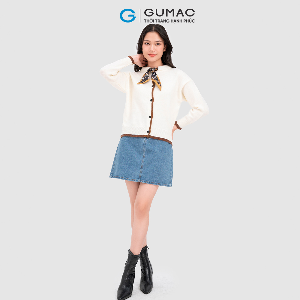 Áo len phối nơ cổ thời trang GUMAC AC11091