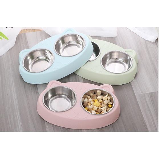 Chén Ăn Đôi, Bát Ăn Đôi Inox Cho Mèo Cao Cấp Bền Đẹp