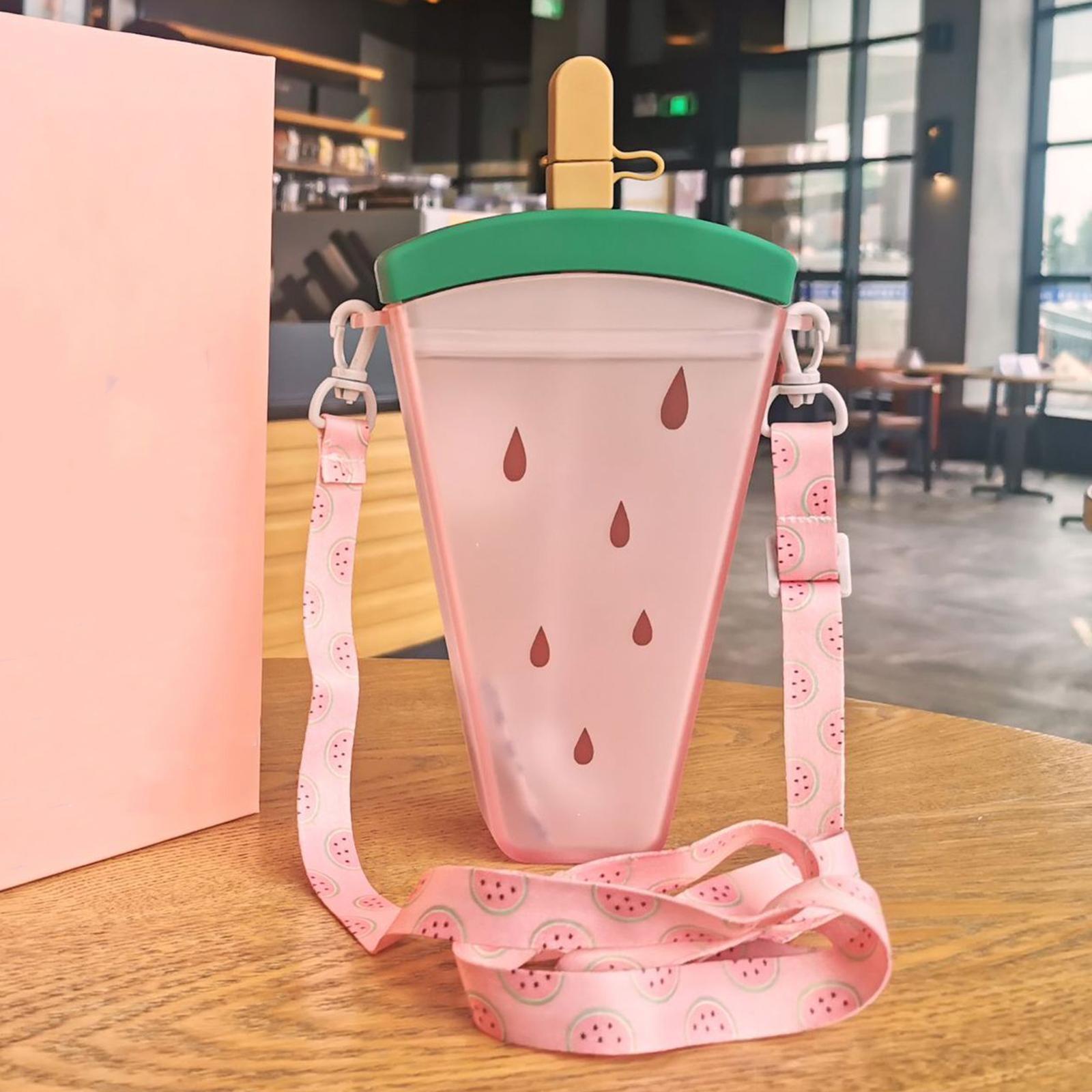 Water Bottle with Sucking Tube Girls Drinking Bottle Creative 320ml Practical Ice Cream Water Bottle for Sports Fishing Street Summer Birthday Gift