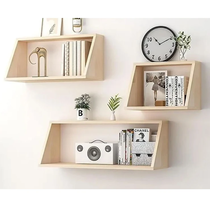 Kệ Gỗ Trang Trí Treo Tường Hình Thang Tundo CTKT509 KT 40/60/80x25x30cm