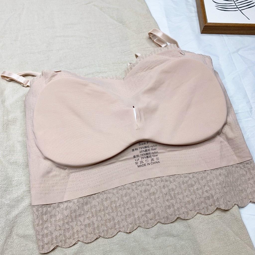 Áo Ngực Bra Nữ 2 Dây Croptop Ren Hoa Co Dãn Thoáng Mát