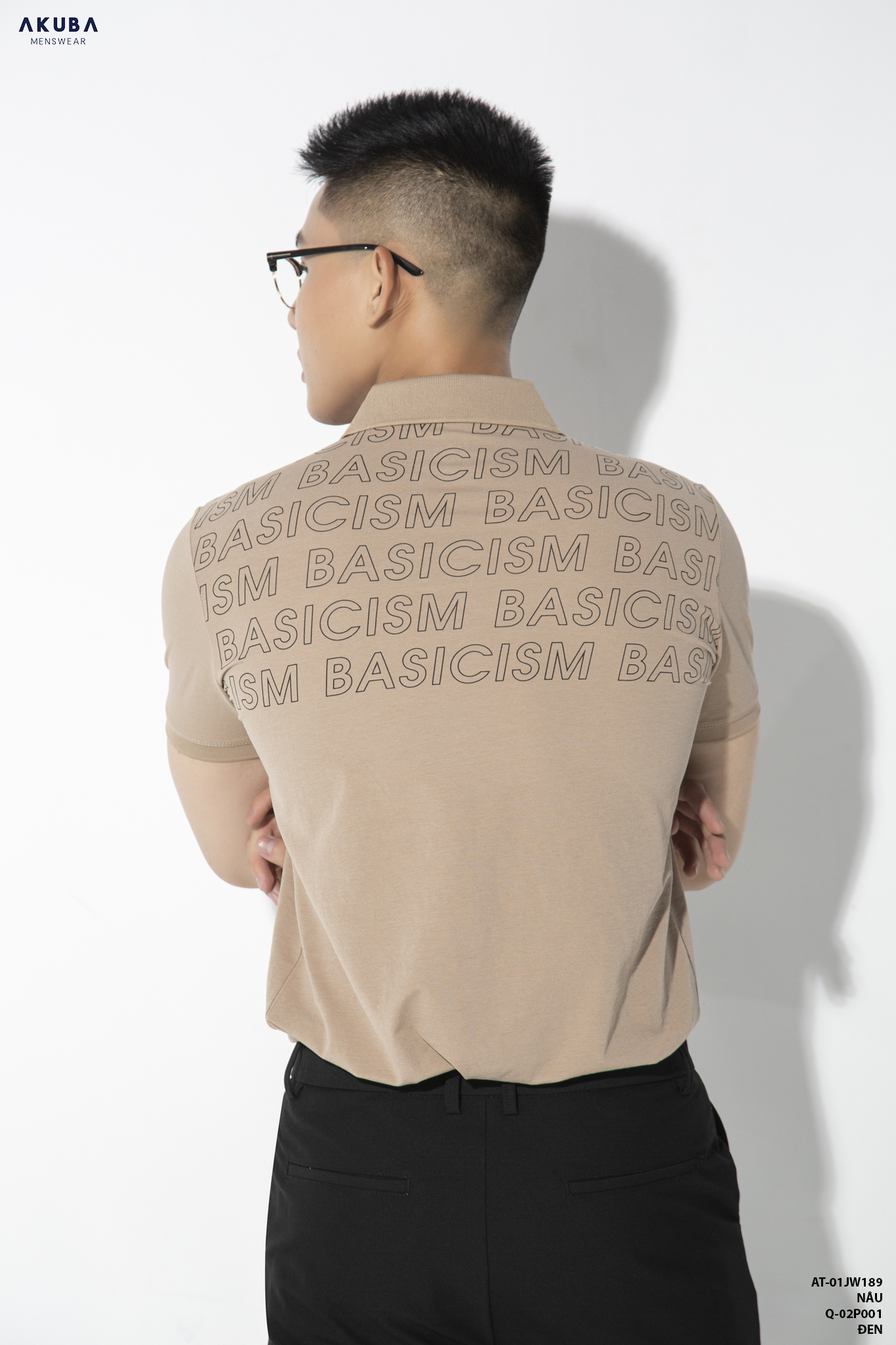 Áo Thun Polo Nam Hoạ Tiết Chữ BASIC AKUBA form slimfit, kiểu dáng trẻ trung, dễ phối 01JW189