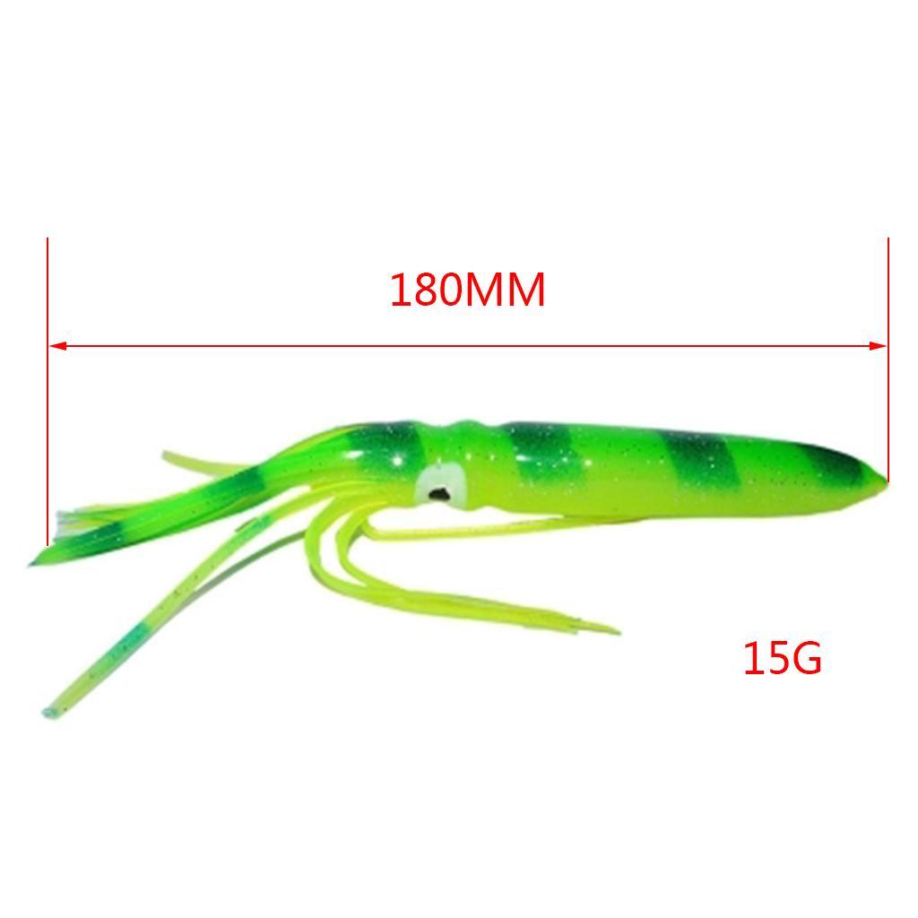 2PCS Fishing Lures Octopus Squid Skirt Bait Trolling Soft Lure Set, 18cm, 15g, Available in 4 Colors
