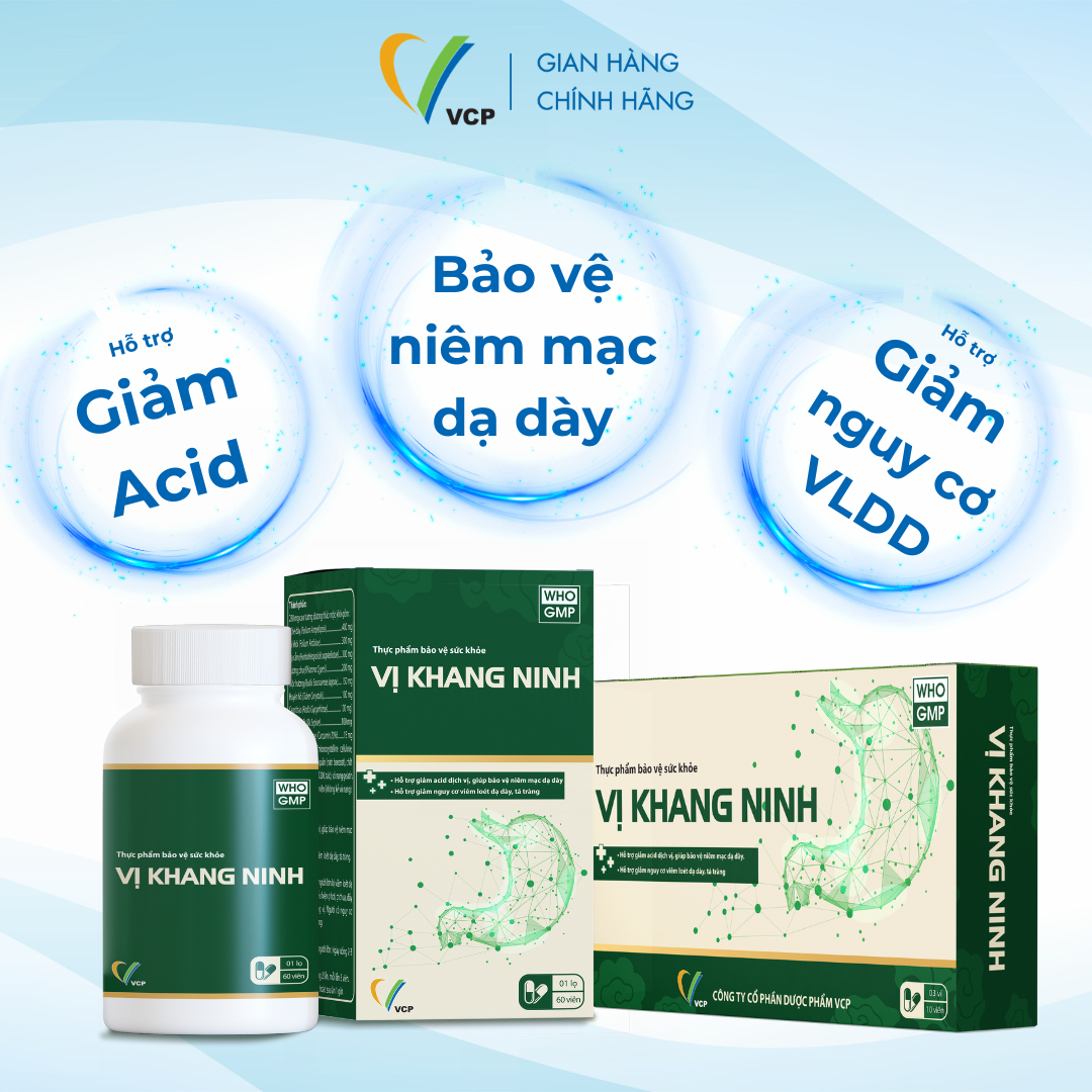 Viên Uống Dạ Dày Vị Khang Ninh - VCP Pharma - Lọ 60 viên - Dùng Cho Người Viêm Loét Dạ Dày, Tá Tràng