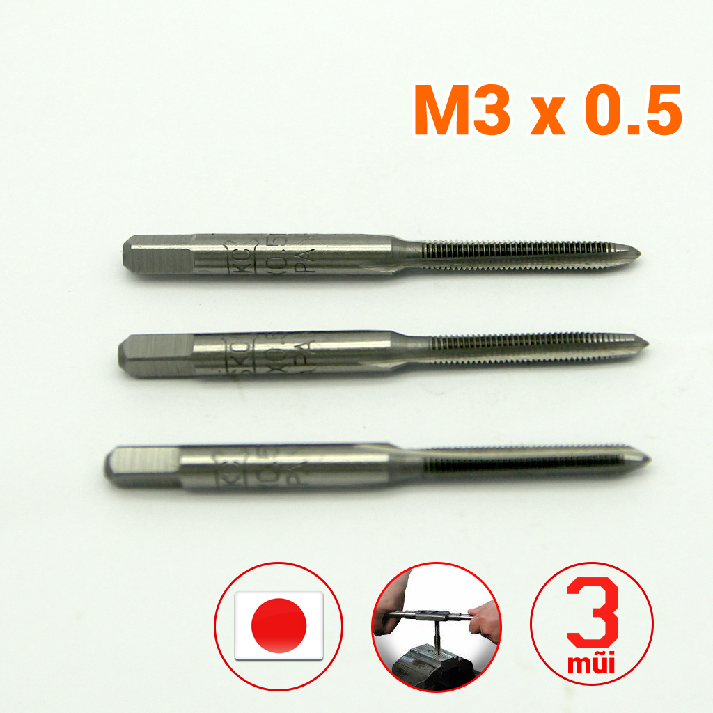 Bộ 3 mũi taro tay Nhật Bản M3x0.5