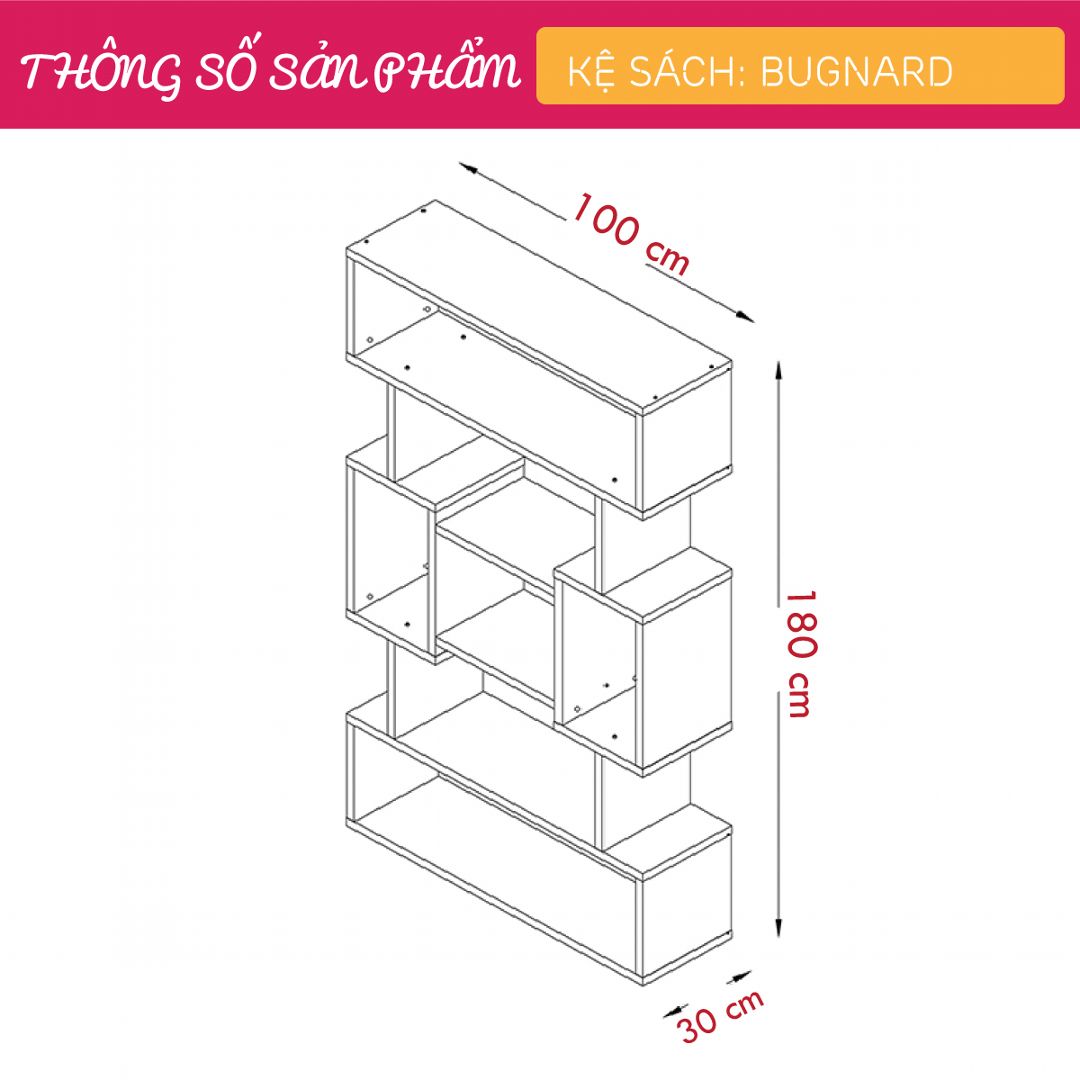 Giá sách trang trí kiểu dáng nhỏ gọn thiết kế thông minh SMLIFE Bugnard