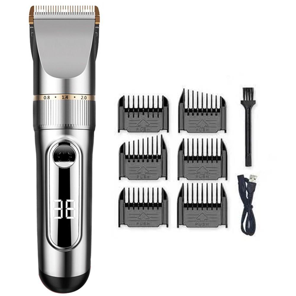 Tông Đơ Cắt Tóc Có Đèn Led Hiển Thị 6 Chế Độ Chống Nước Có Thể Sạc Lạichạy