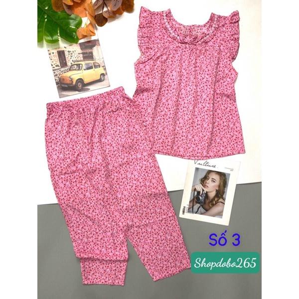 Đồ bộ nữ,đồ ngủ mặc nhà lửng 9 tấc vải lụa mango BL 53 họa tiết hoa nhí siêu cute size 47-60kg.