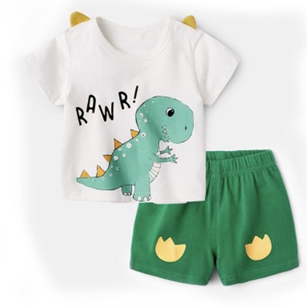 Bộ Cộc Tay cho Bé Bộ Minky Mom Cộc Tay Với họa Tiết Khủng Long Siêu Dễ Thương Chất Thun Lạnh Siêu Mềm Mịn Mát .